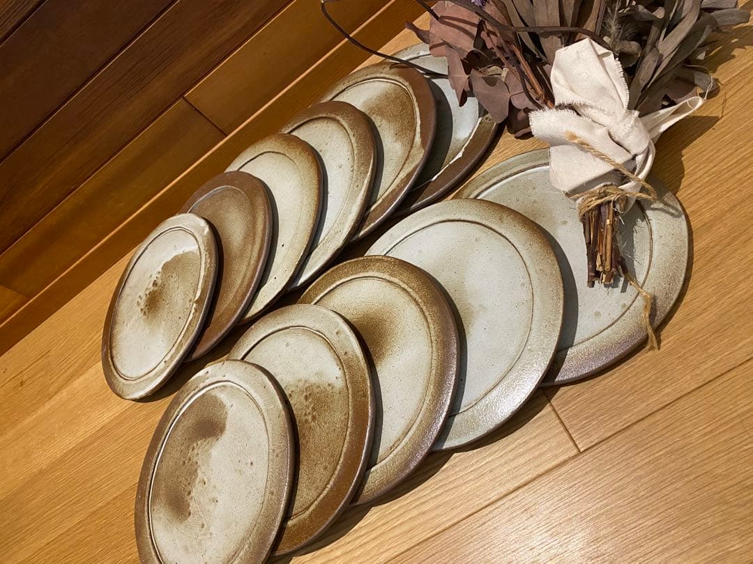 丹波立杭焼き　英一窯丸皿 11枚セット