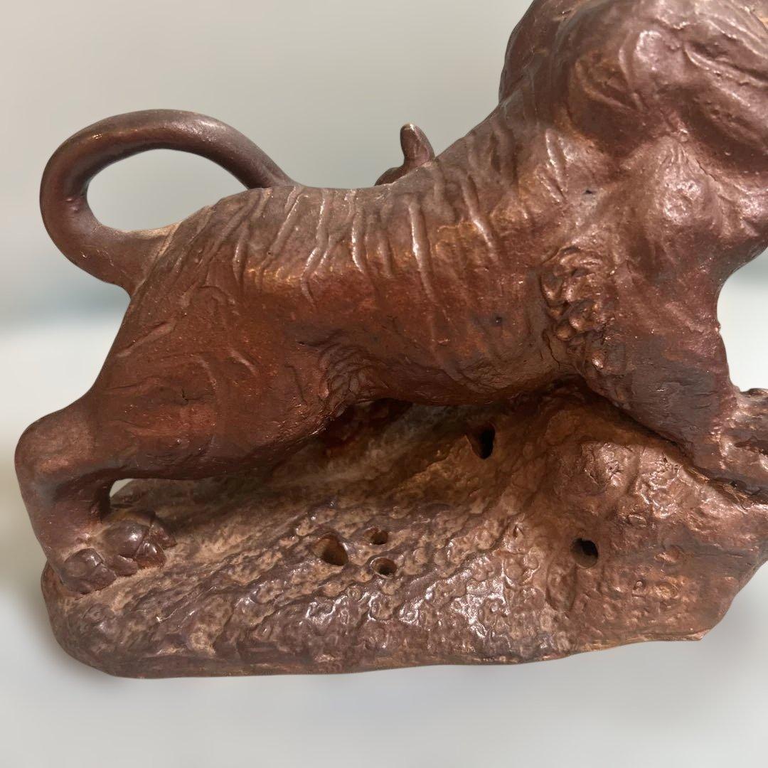 【備前焼 】虎置物 箱つき　上手細工 名人　十六代 木村宗得　作品