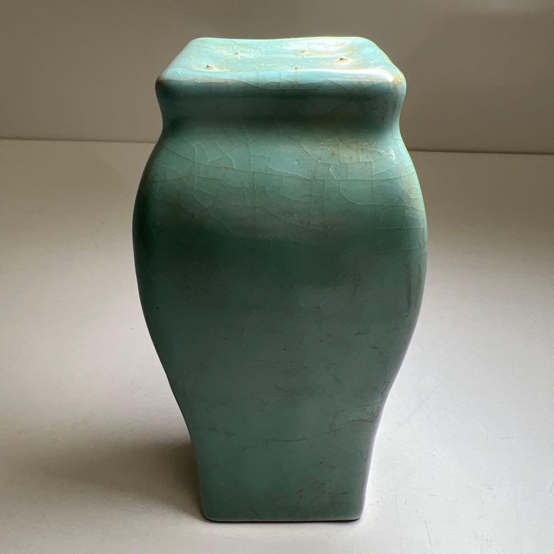 中国古玩　青釉花瓶　高さ約16㎝　東Y8-0331☆2Fタルオル