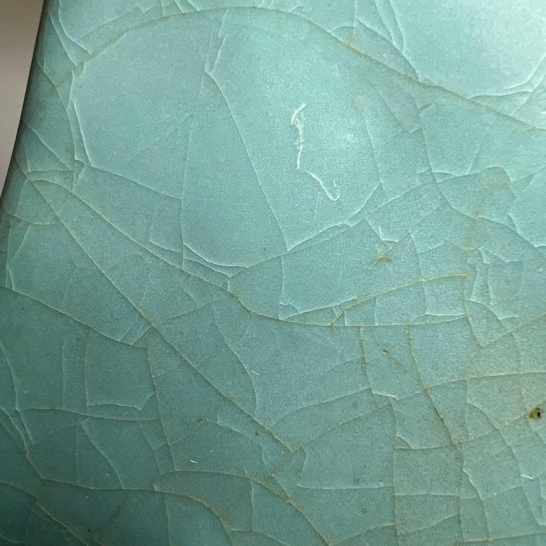 中国古玩　青釉花瓶　高さ約16㎝　東Y8-0331☆2Fタルオル