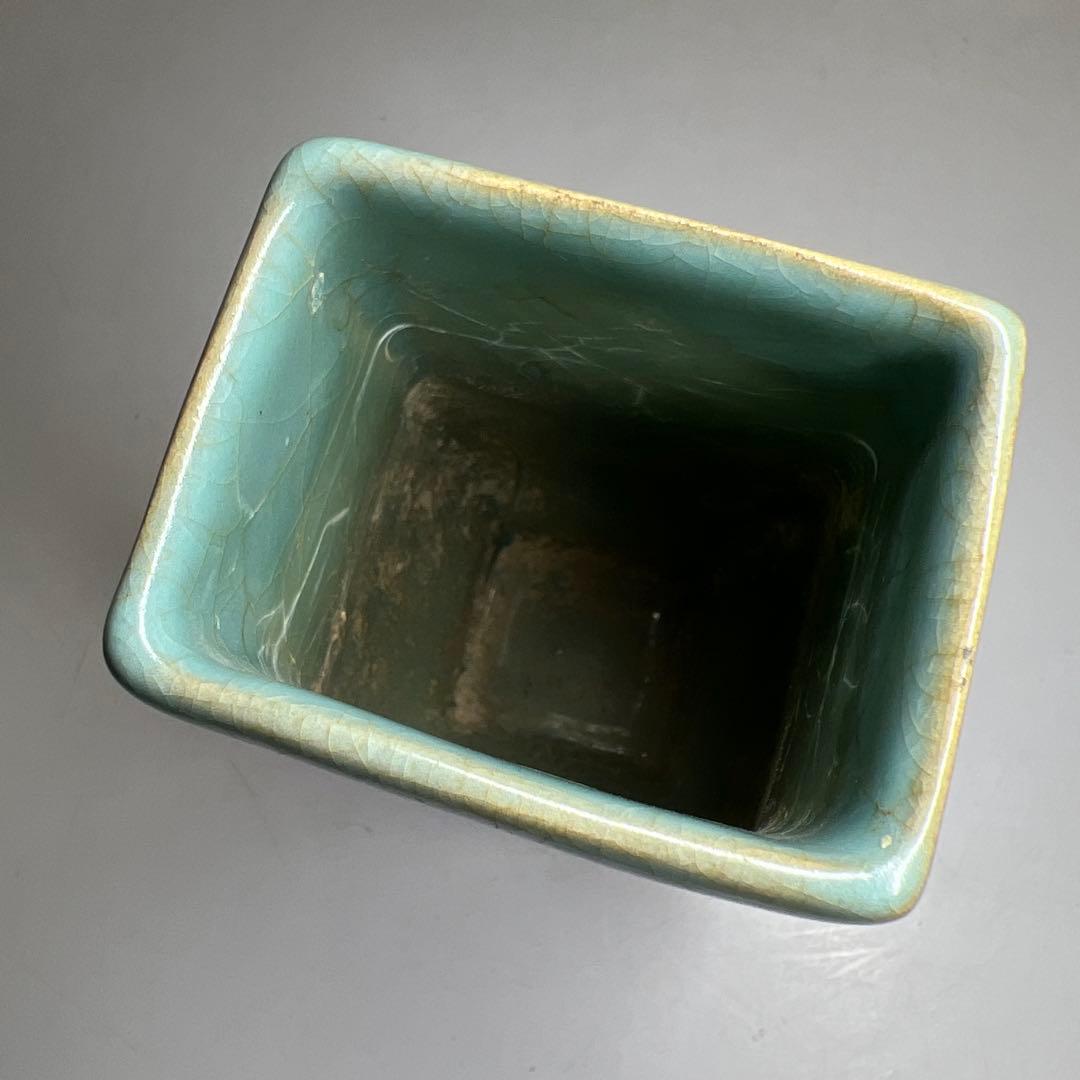 中国古玩　青釉花瓶　高さ約16㎝　東Y8-0331☆2Fタルオル