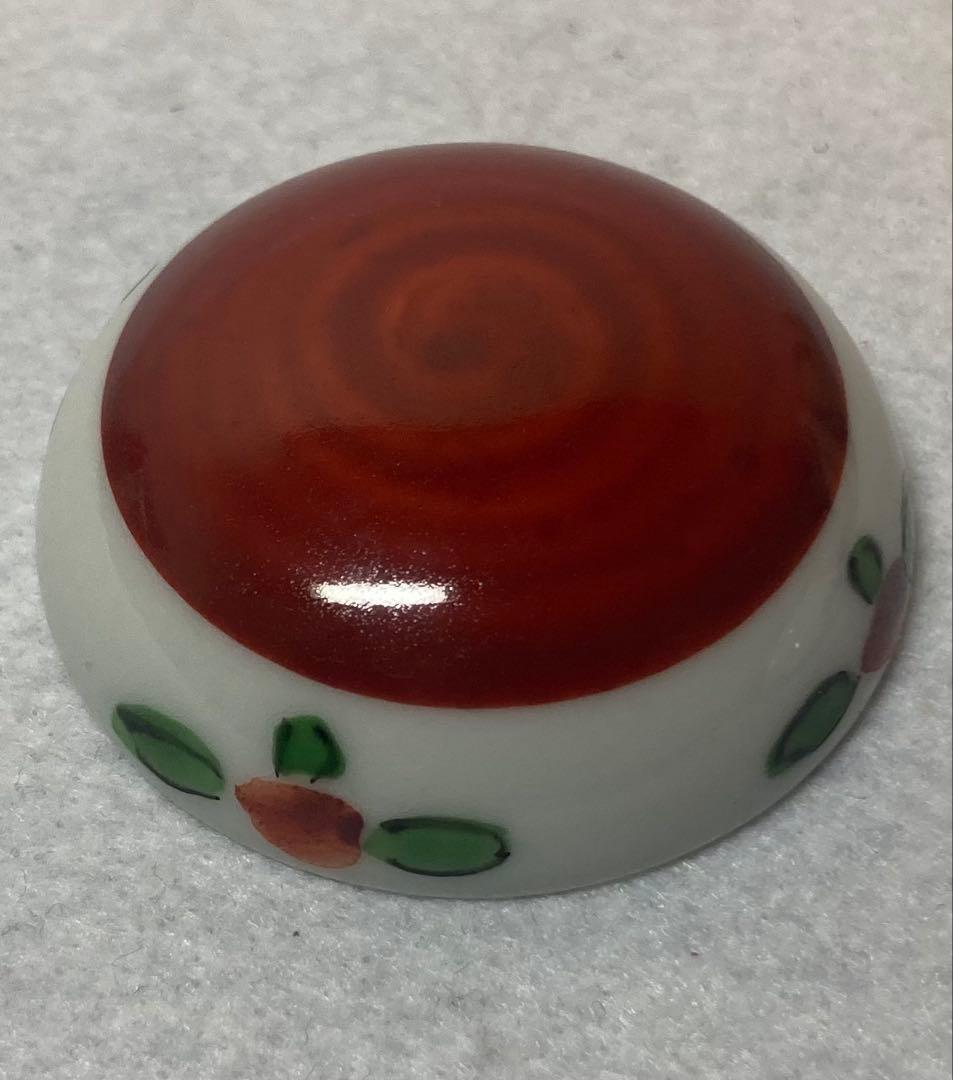 B412h「赤画 香合」清風与平造　共箱　京焼　湖山清風