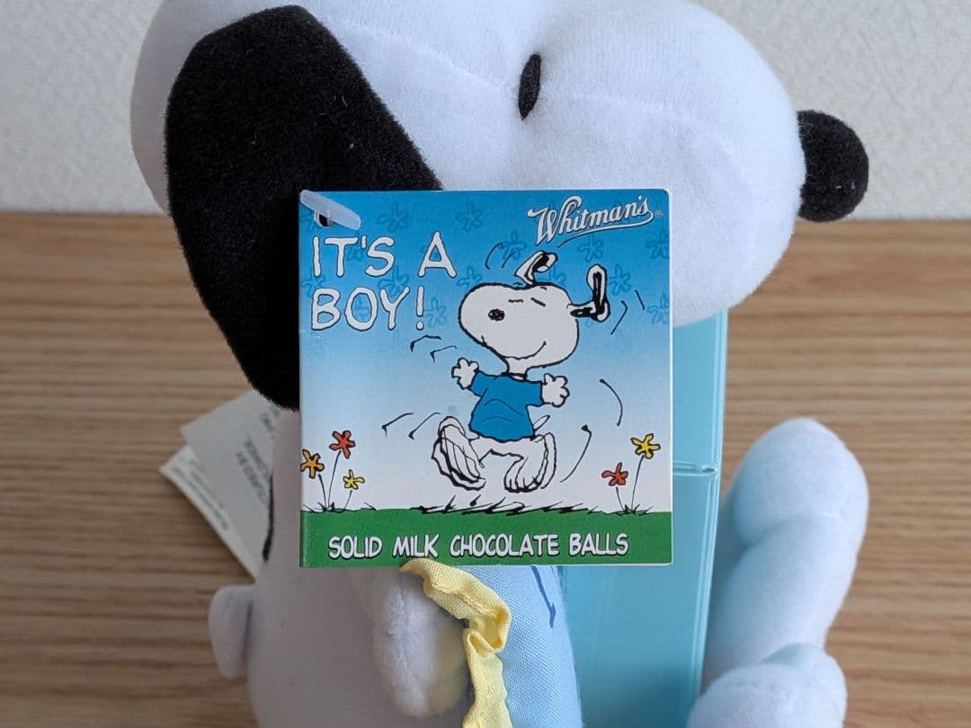 ホイットマンズスヌーピー　ジェンダーリビールぬいぐるみ 　IT'S A BOY!