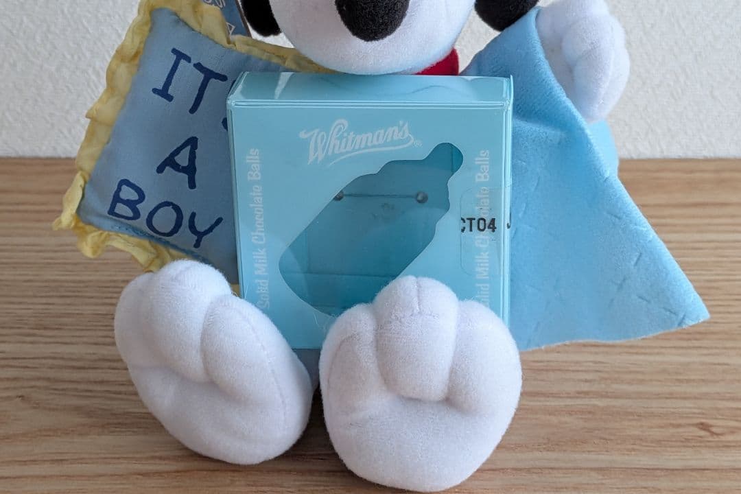 ホイットマンズスヌーピー　ジェンダーリビールぬいぐるみ 　IT'S A BOY!