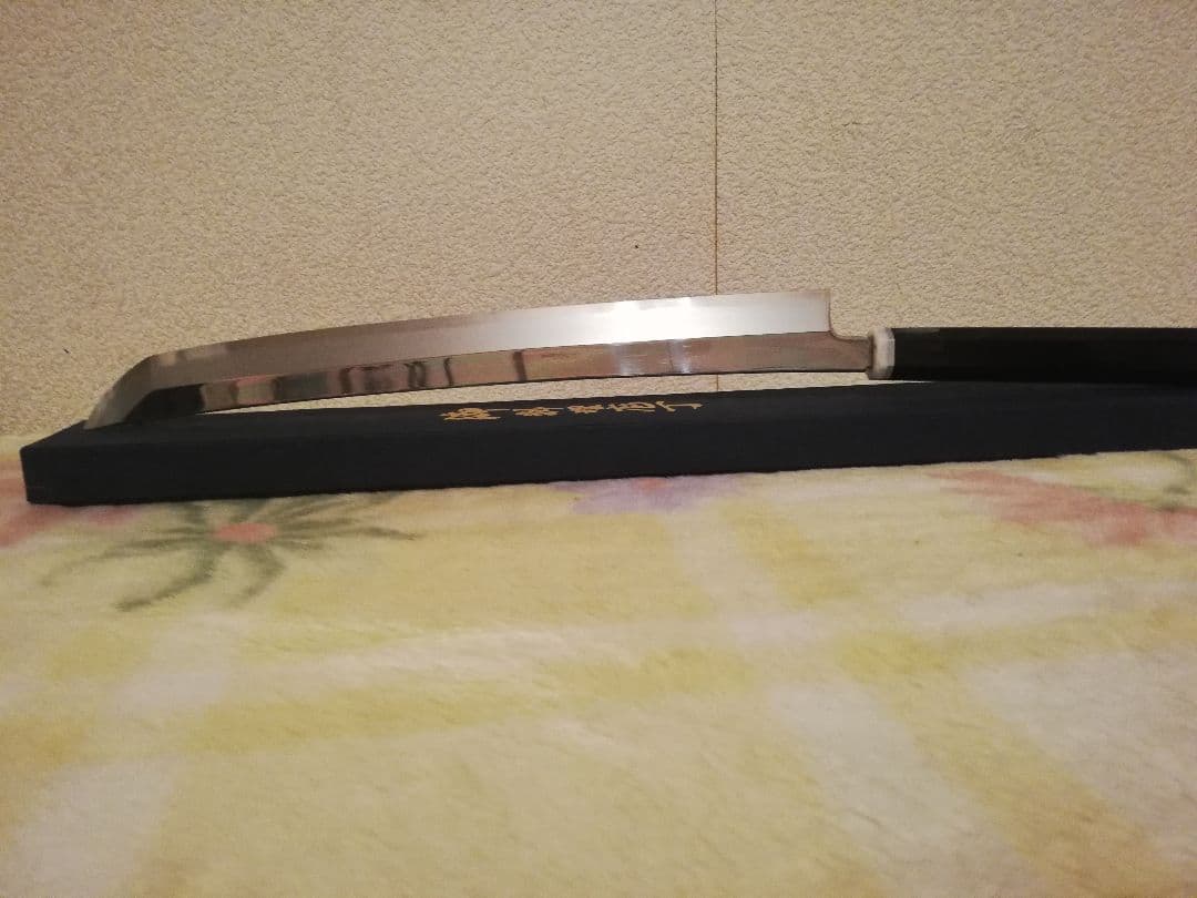 銀三刀型尺1、鞘柄、共に、黒檀代理石付き