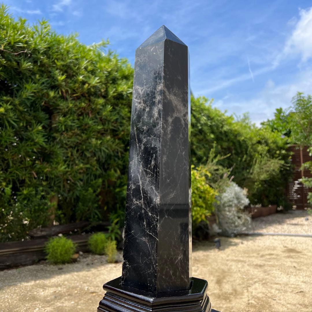 ✳️限定品✨漆黒の超極大ポイント✨超極上の逸品☆モリオン六角柱 天然石 原石 置物