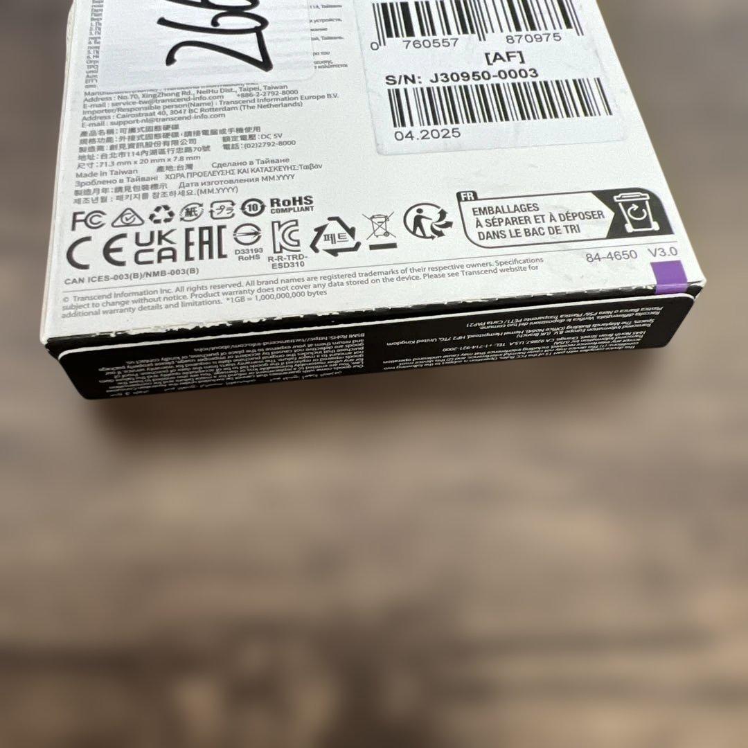 266270 トランセンド ポータブルSSD 1TB 最大1050 MB/s