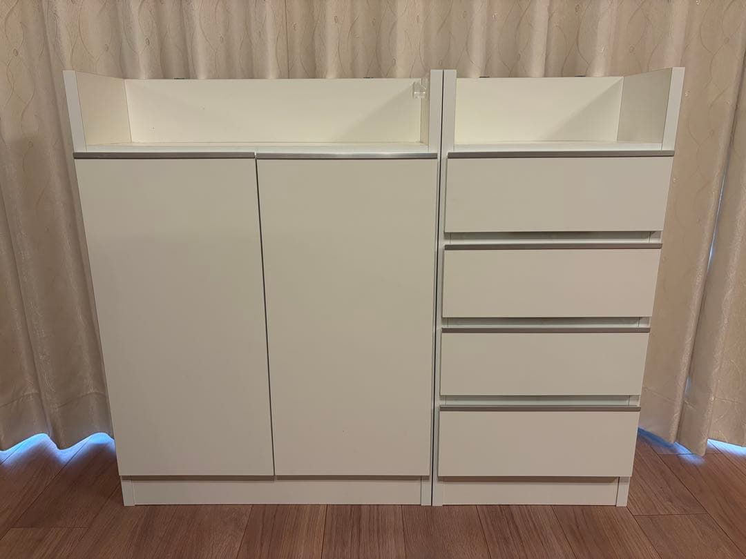 カウンター下収納　家具　薄型キャビネット　本棚　ローキャビネット　引き出しタイプ