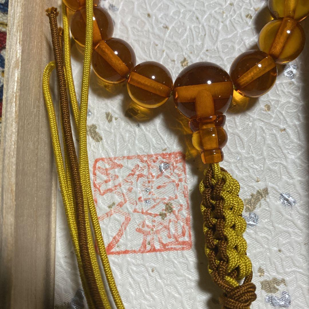 天然琥珀御念珠男性用30珠浄土真宗