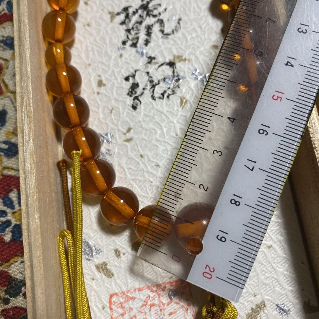 天然琥珀御念珠男性用30珠浄土真宗