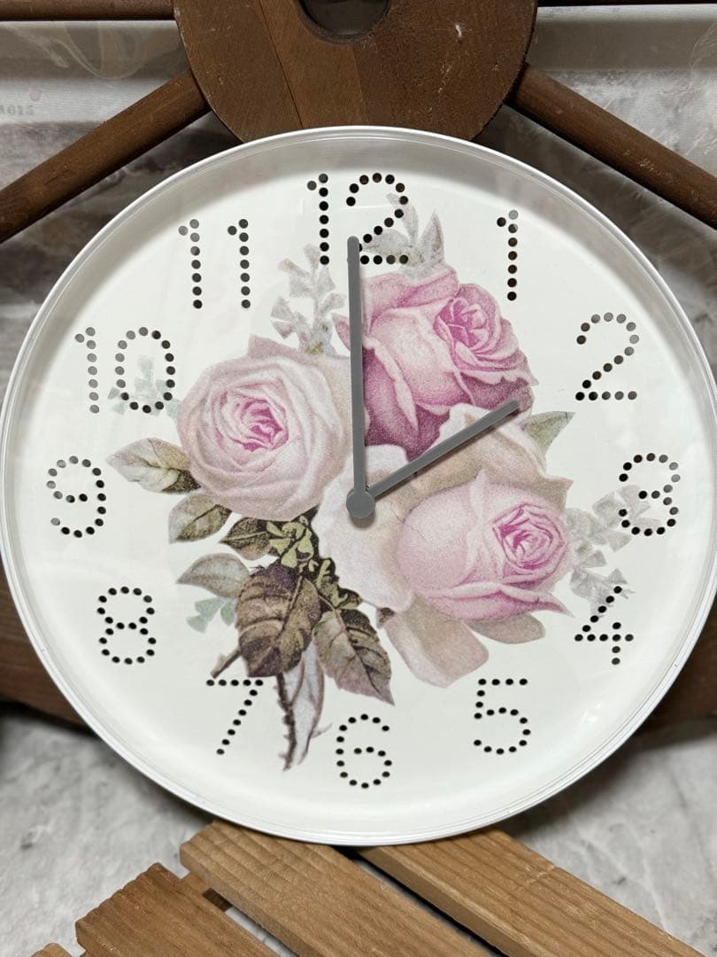 サイドテーブル※木製引き出しBOX※ミニチュア※樹脂粘土※掛け時計※デコパージュ