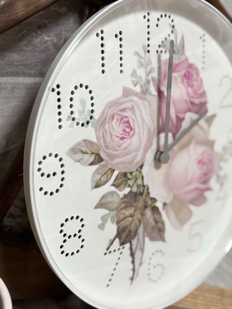 サイドテーブル※木製引き出しBOX※ミニチュア※樹脂粘土※掛け時計※デコパージュ