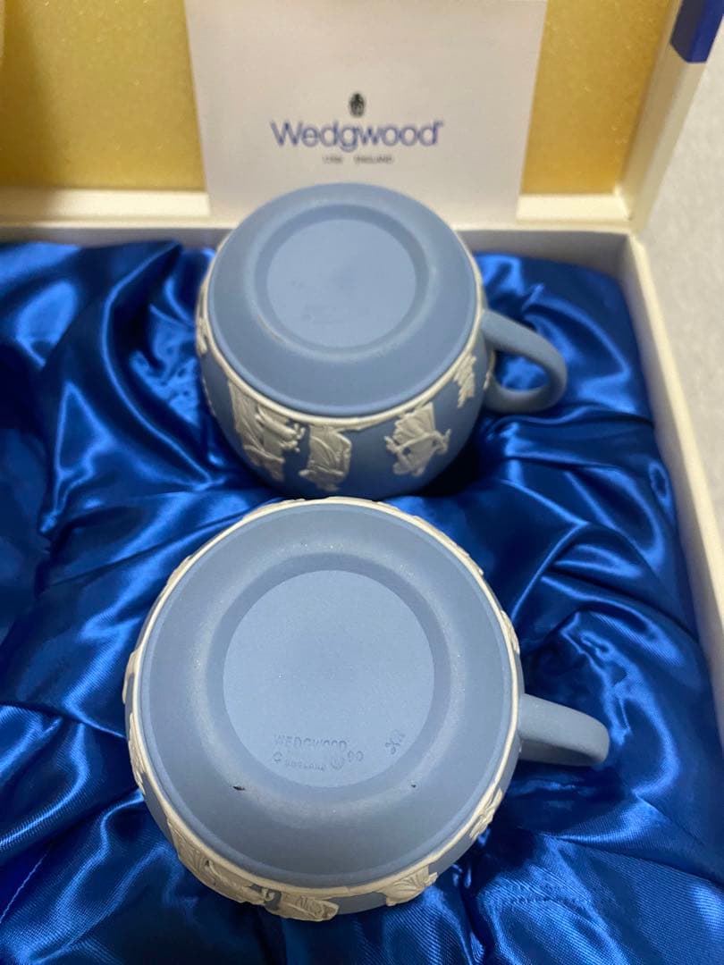 ウェッジウッド　ジャスパーウェア　ブルー　ティーカップ2客・皿2枚