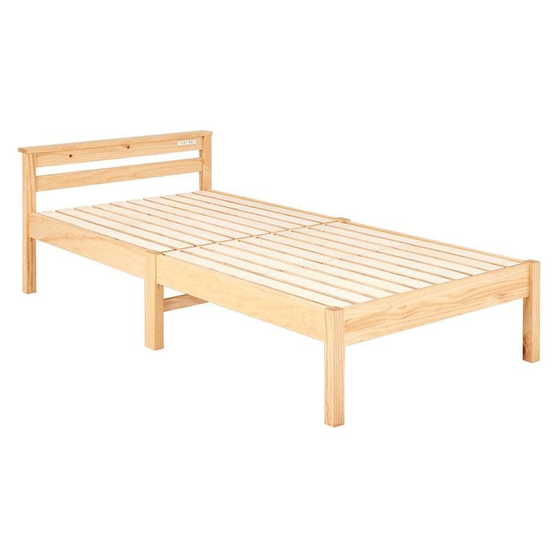 【新品】工具不要で3分組立！ すのこベッド シングル コンセント付 天然木