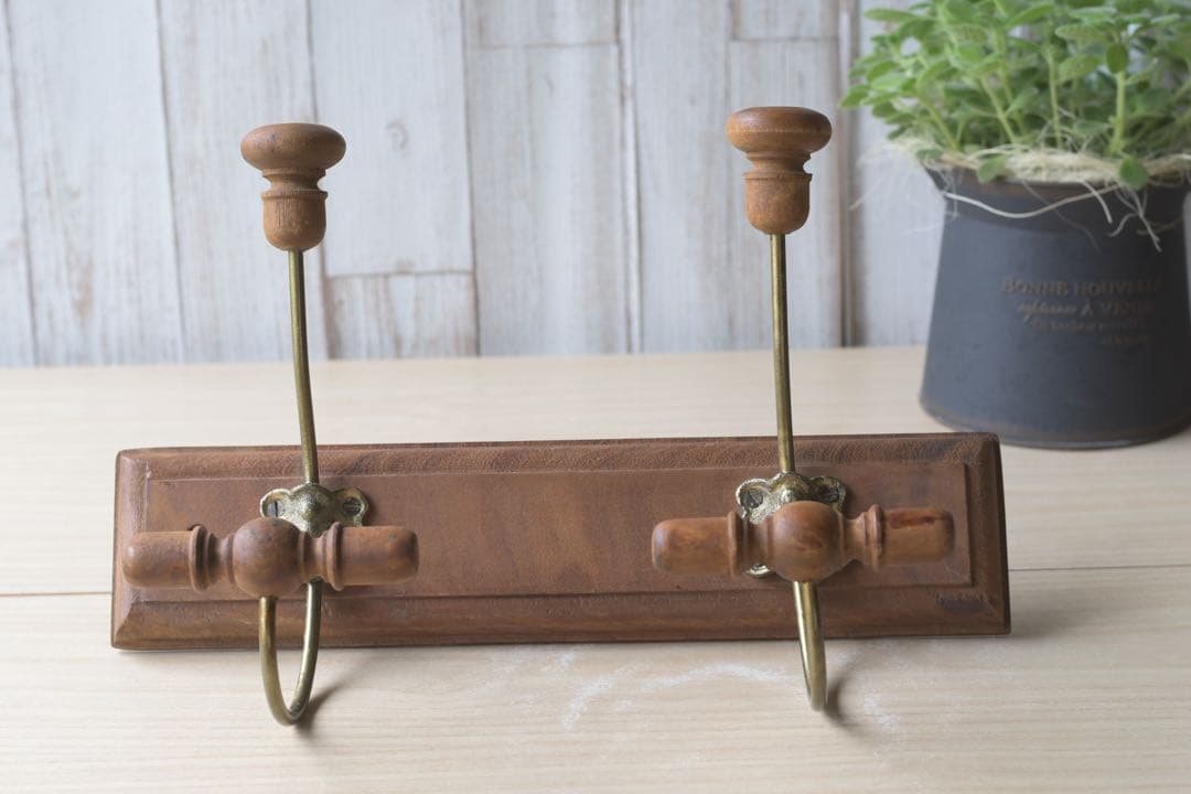 グランシュマン コートフック　ダブル　帽子掛け 天然木 アンティーク調　新品