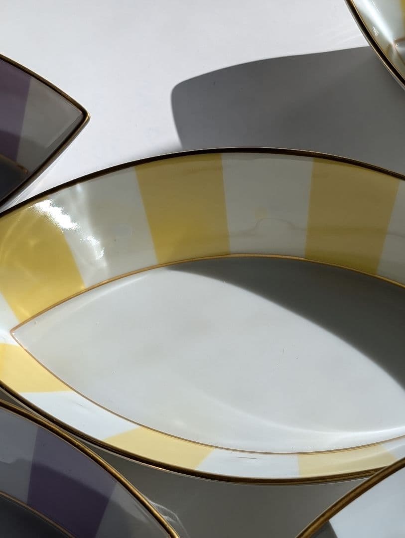 （Ｂ!!）LEMOGES 葉型ストライプ皿 8枚セット