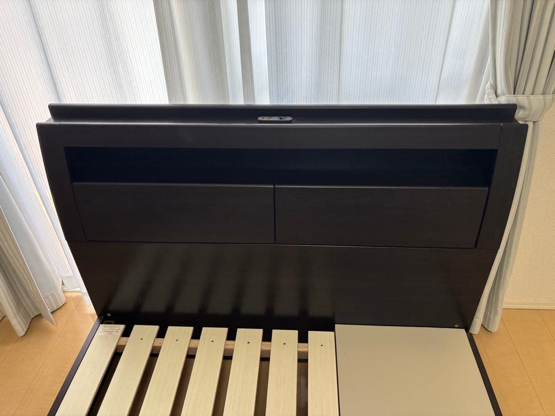 【もえか】セミダブルベッド 引き出し付き ダークブラウン