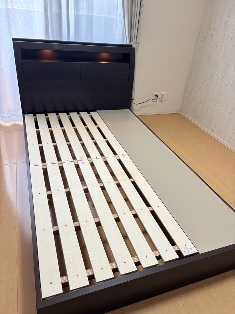 【もえか】セミダブルベッド 引き出し付き ダークブラウン