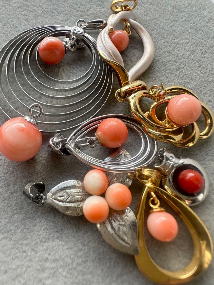 本珊瑚　サンゴ　ネックレス　ペンダント　ヴィンテージ　アクセサリー　8点まとめ