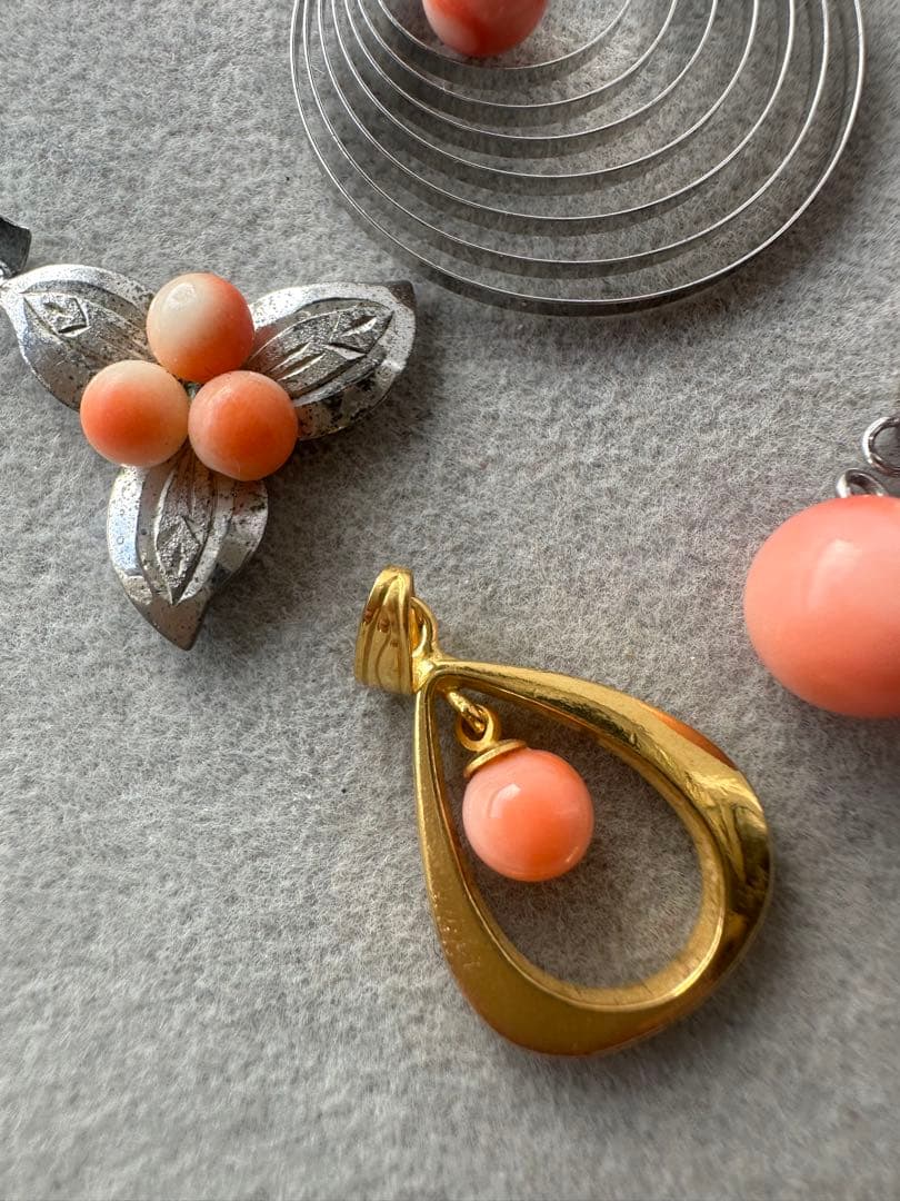 本珊瑚　サンゴ　ネックレス　ペンダント　ヴィンテージ　アクセサリー　8点まとめ