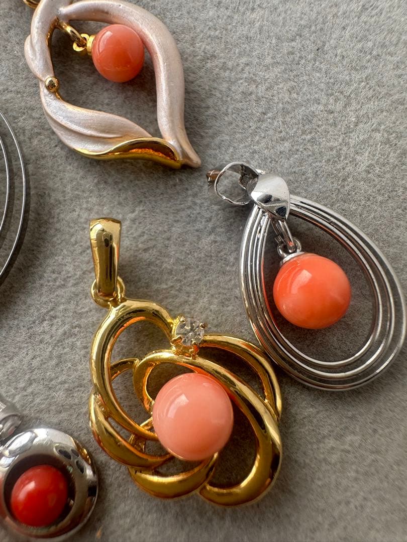 本珊瑚　サンゴ　ネックレス　ペンダント　ヴィンテージ　アクセサリー　8点まとめ
