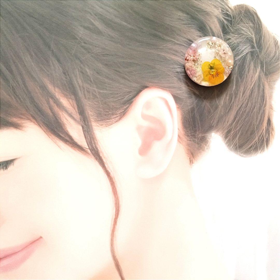 no.1774 レジン ヘアゴム ブローチ ポニーフック