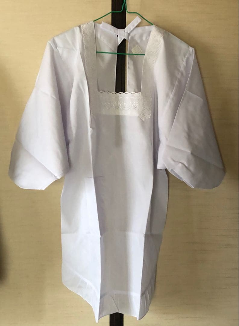 ゆのさま専用　割烹着　白　85㎝　フリル付き