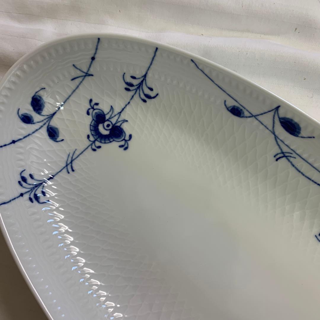 Q13)ロイヤルコペンハーゲン ブルーパルメッテ オーバルディッシュ 皿 花