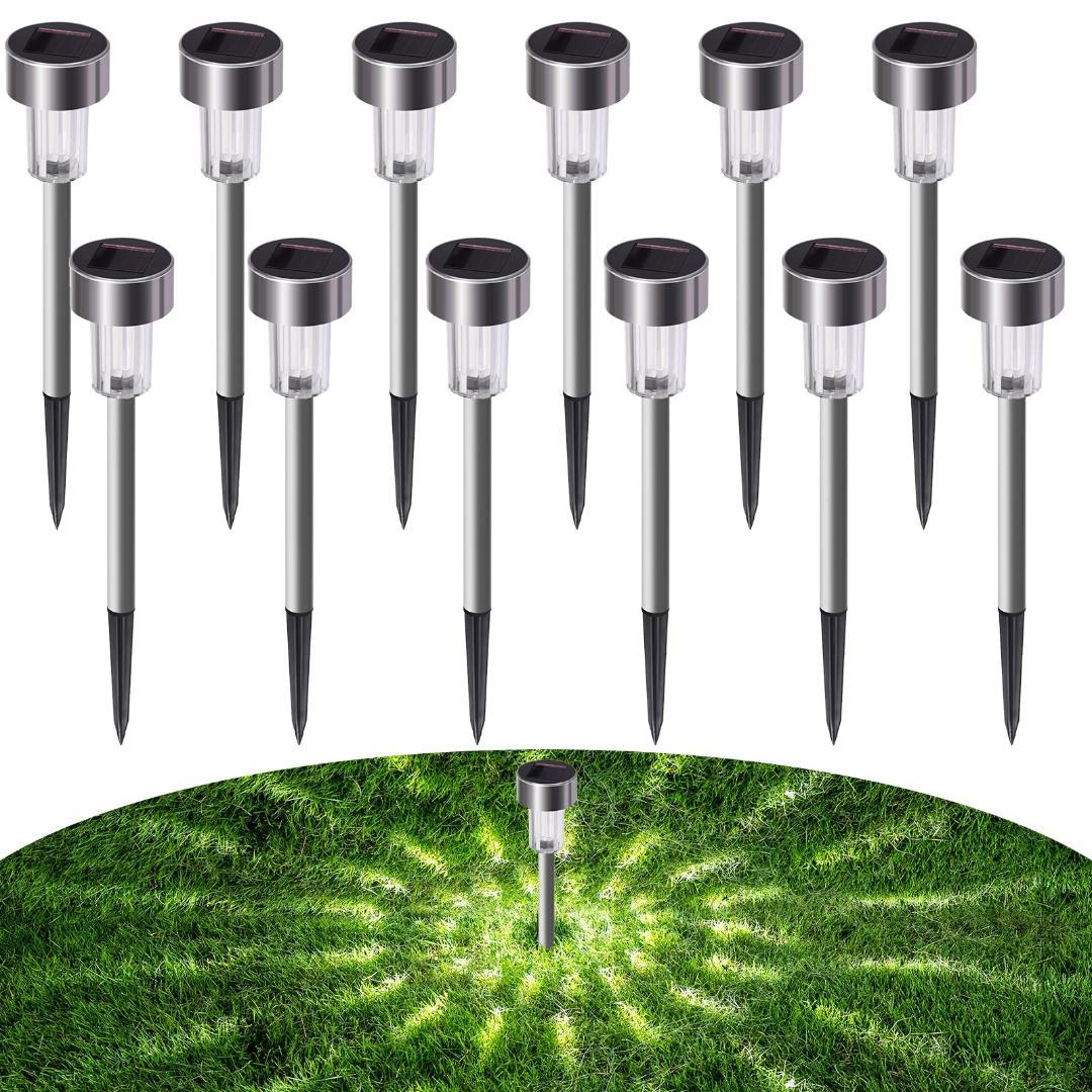 12個 屋外 防水 LED 自動点灯 昼白色 ソーラーライト ガーデンライト