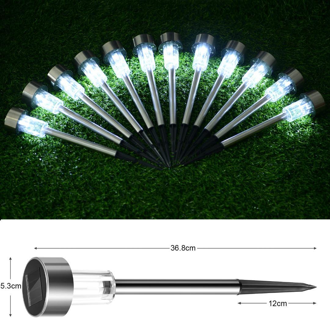 12個 屋外 防水 LED 自動点灯 昼白色 ソーラーライト ガーデンライト
