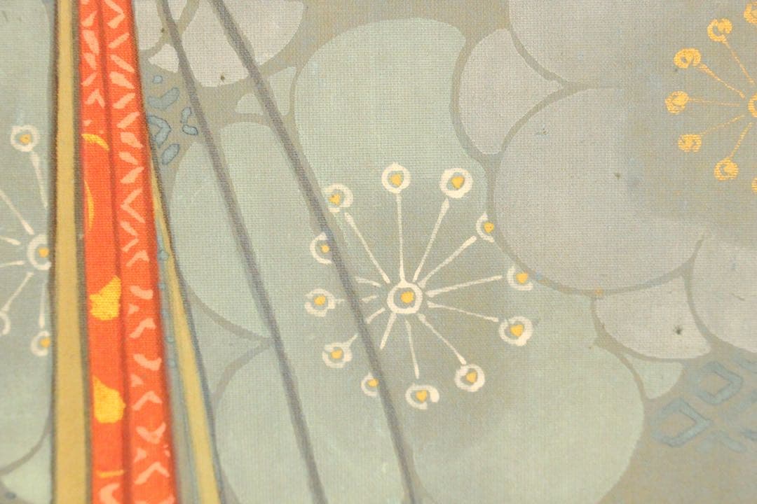 No5277 掛軸　石井九峰　美人図　絹本着色　合箱　日本画　古美術　送料無料