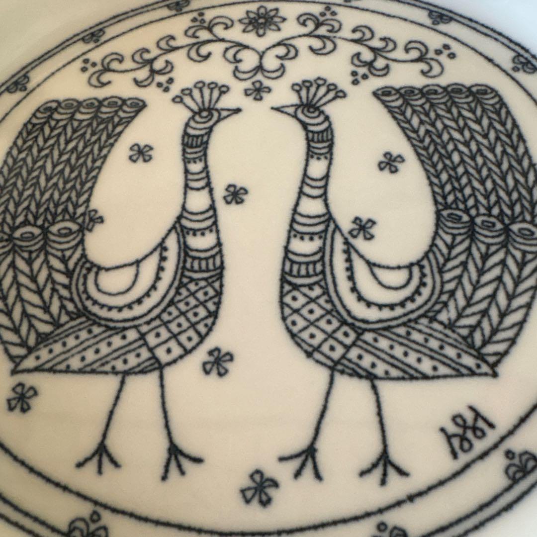 無汸庵 綿貫宏介 絵皿 食器 プレート 向かい合う孔雀