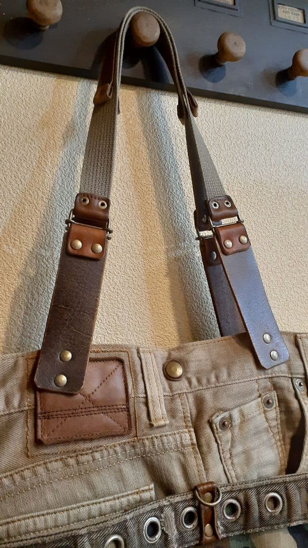 デニムリメイク★★★ JUNK VINTAGE 肩掛けトート&ミニショルダー付き