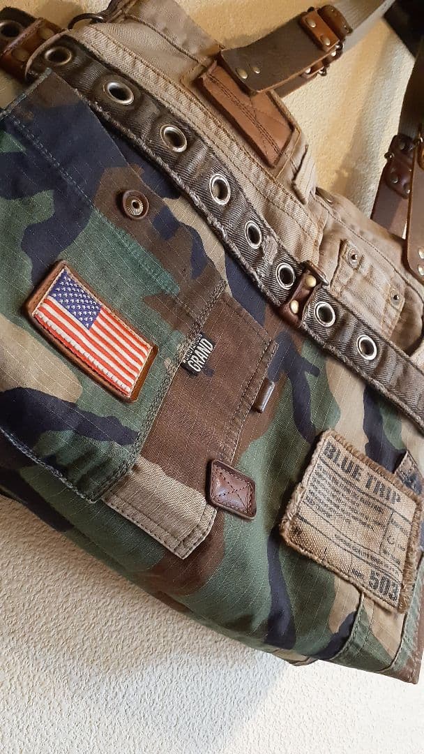 デニムリメイク★★★ JUNK VINTAGE 肩掛けトート&ミニショルダー付き