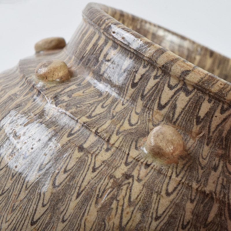 中国　練上双耳壷　V　R9656