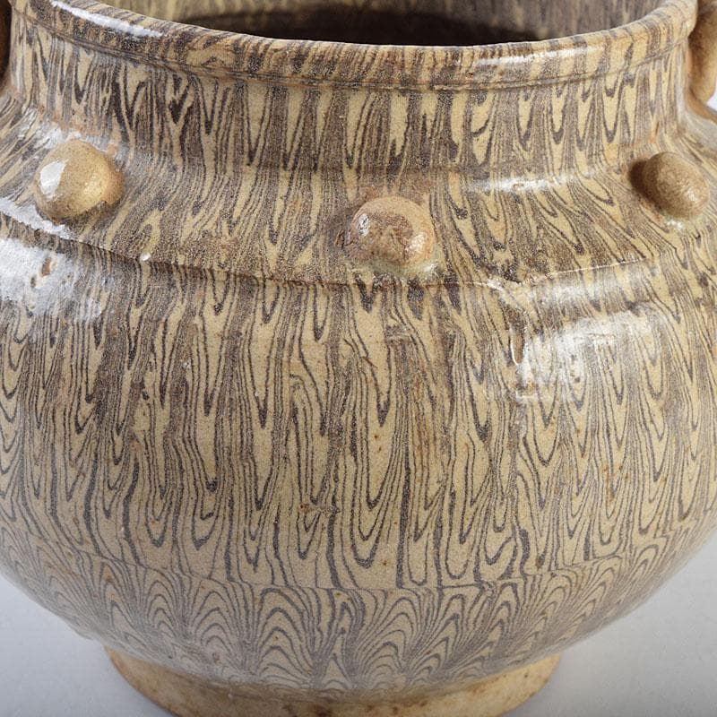 中国　練上双耳壷　V　R9656