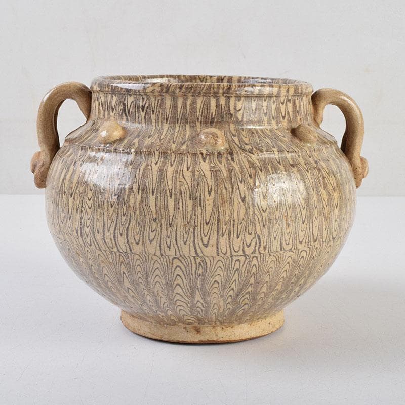 中国　練上双耳壷　V　R9656