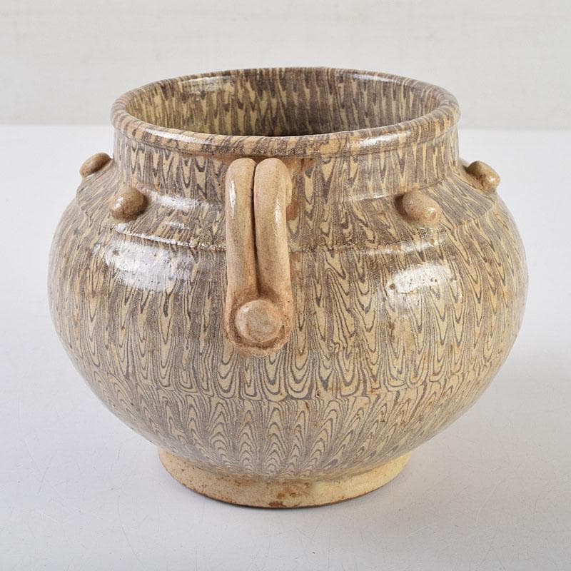 中国　練上双耳壷　V　R9656