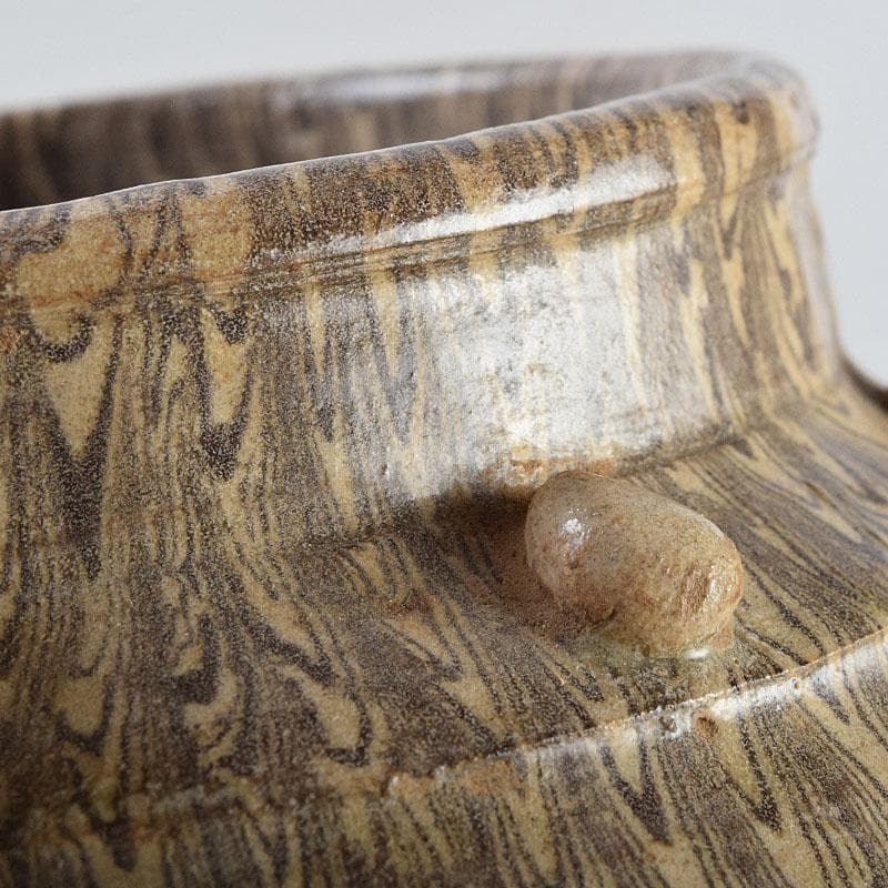 中国　練上双耳壷　V　R9656