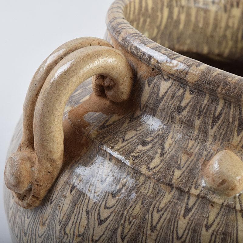 中国　練上双耳壷　V　R9656