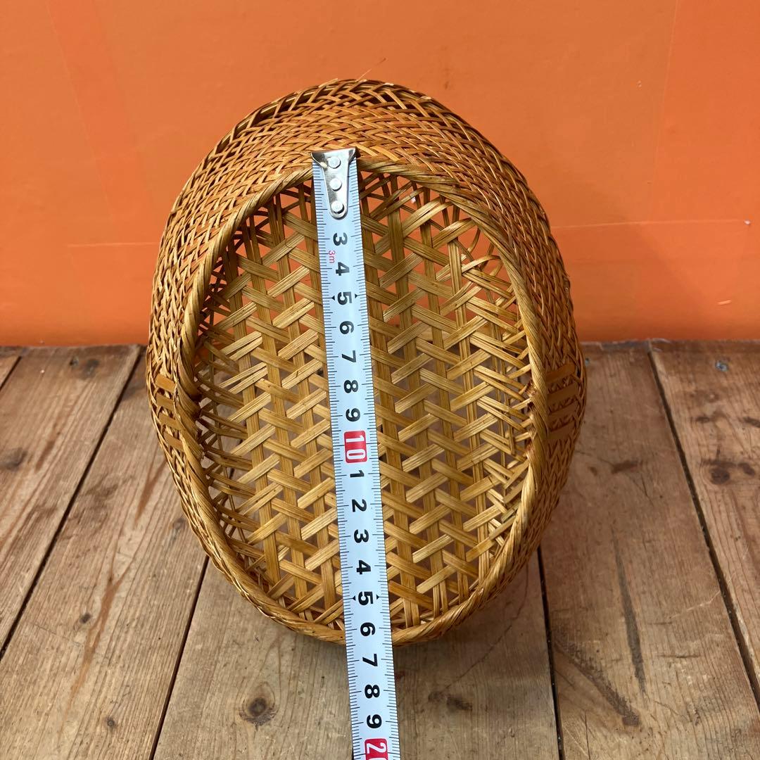 A-3 竹細工 竹かご 持ち手付きバスケット 花籠 花器 インテリア 和風昭和
