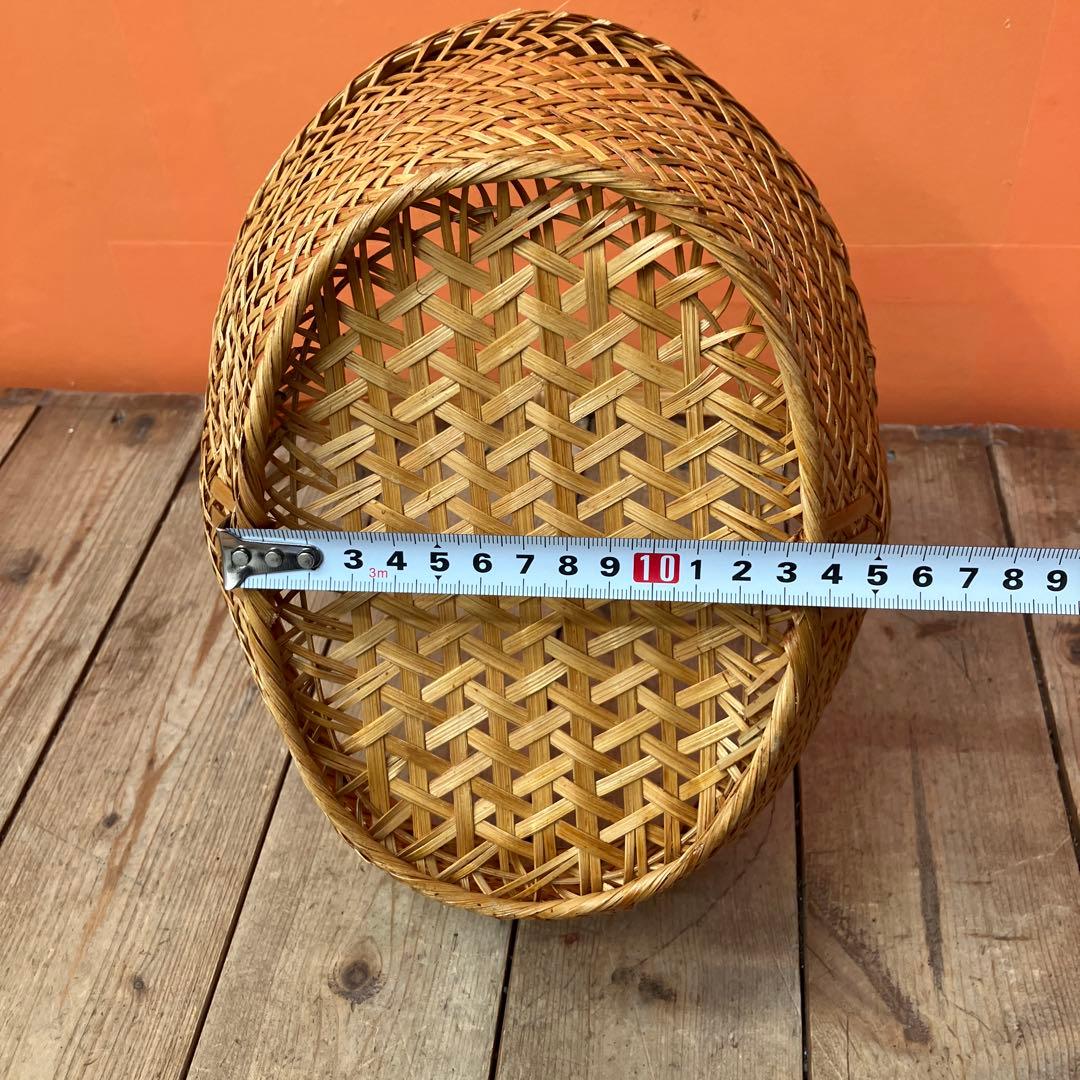 A-3 竹細工 竹かご 持ち手付きバスケット 花籠 花器 インテリア 和風昭和