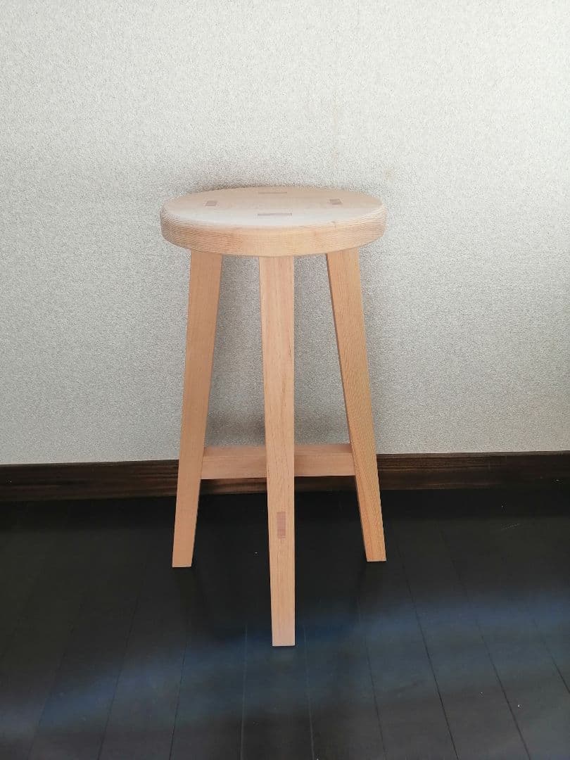 【ほぞ組】木製スツール　高さ75cm　丸椅子　stool