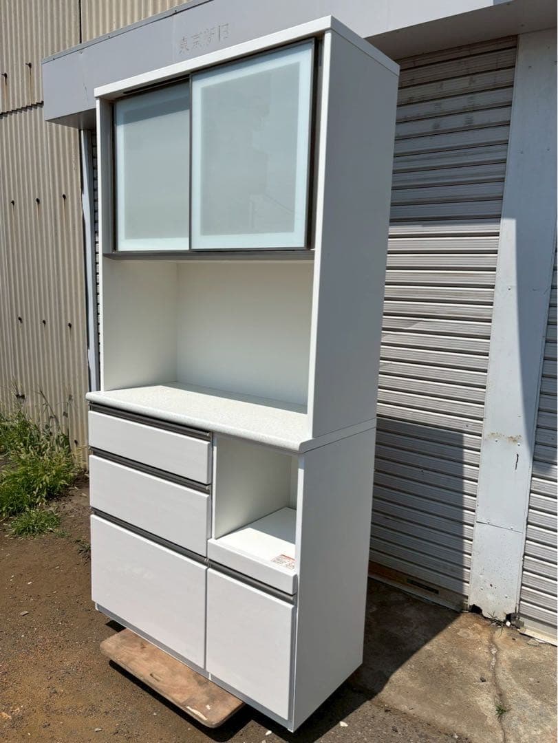 ニトリ キッチンボード 食器棚 アルミナ3 100KB WH