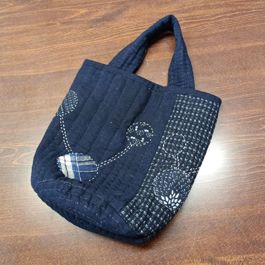 パッチワークバック　ハンドメード　久留米かすり使用　完全手縫い