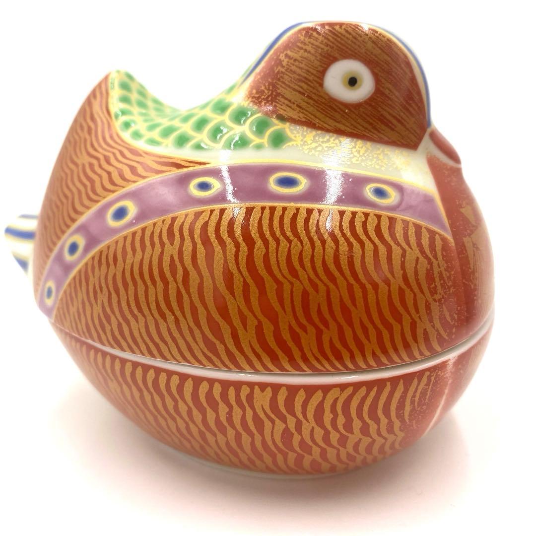 【特別価格】【在庫2】【新品】有田焼幸楽窯　錦琳派おしどり蓋物雄雌セット　縁起物