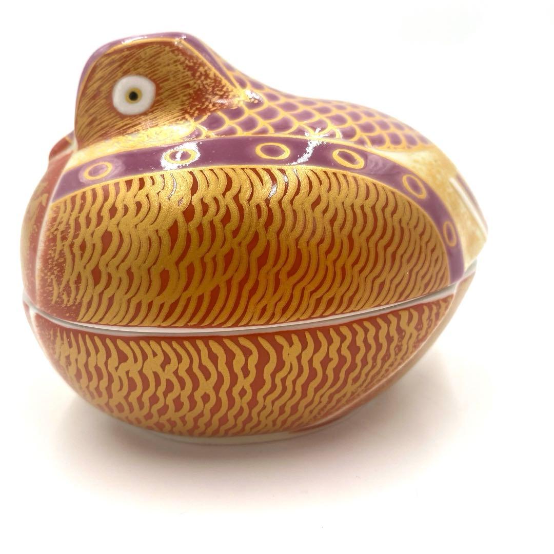 【特別価格】【在庫2】【新品】有田焼幸楽窯　錦琳派おしどり蓋物雄雌セット　縁起物