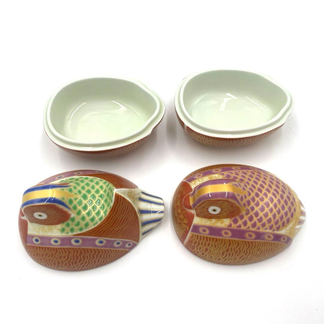 【特別価格】【在庫2】【新品】有田焼幸楽窯　錦琳派おしどり蓋物雄雌セット　縁起物