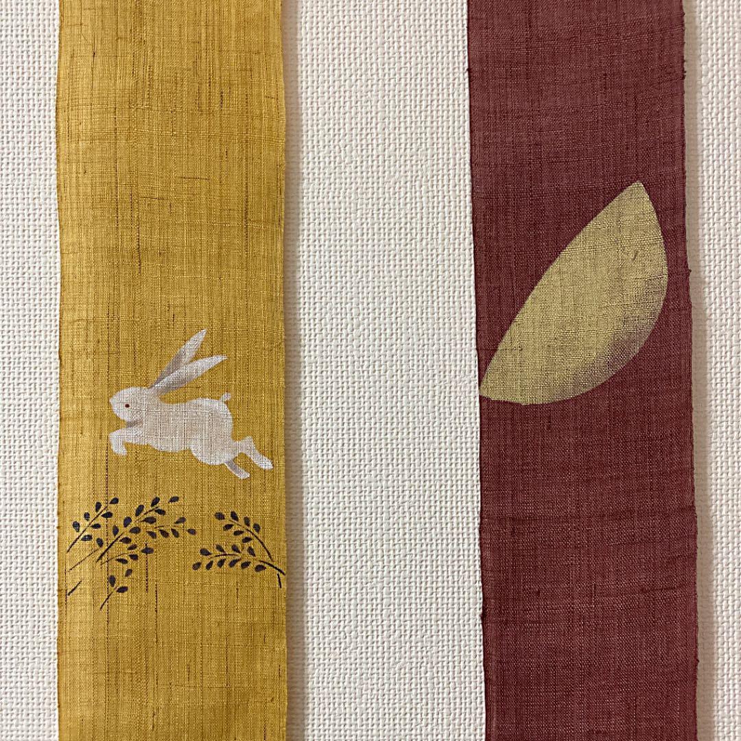 細タペストリー　うさぎ　月とすすき2本セット