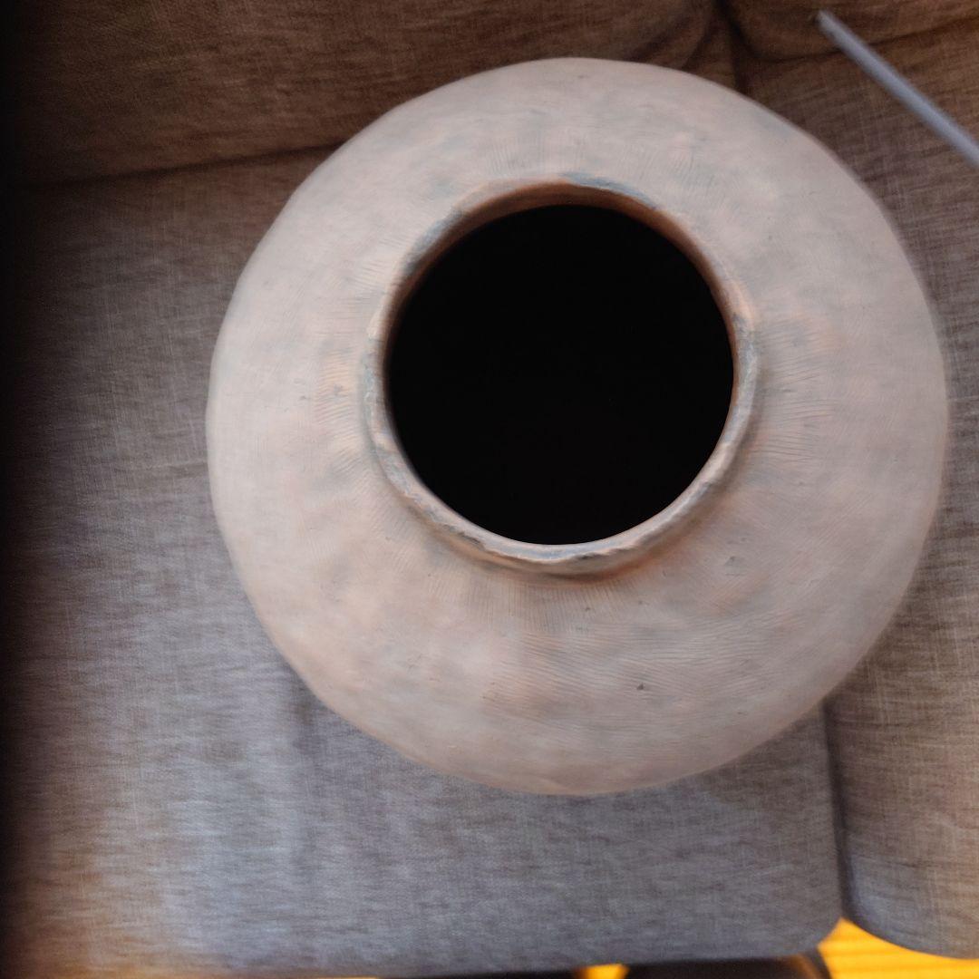 手作り陶器 球形 土色 土器　弥生　縄文　大壺
